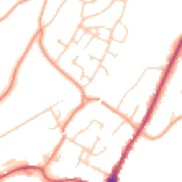 Daytime road noise heatmap for GU27 1BW