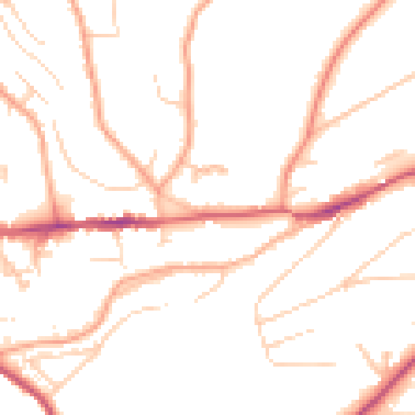 Daytime road noise heatmap for GU27 1BY