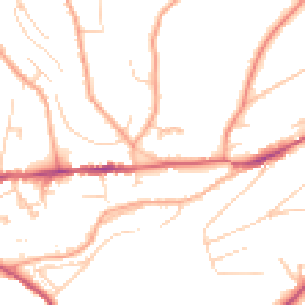 Daytime road noise heatmap for GU27 1DD