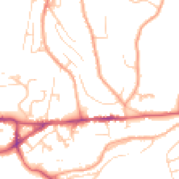Daytime road noise heatmap for GU27 1DE