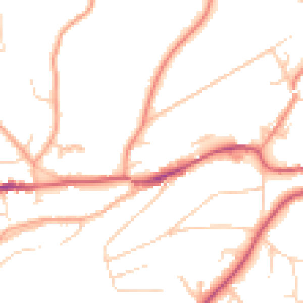 Daytime road noise heatmap for GU27 1DN