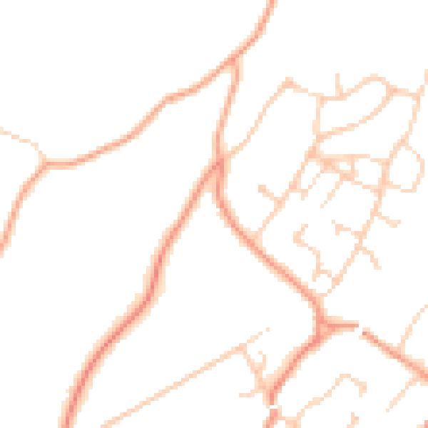 Daytime road noise heatmap for GU27 1DP