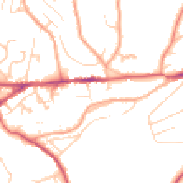 Daytime road noise heatmap for GU27 1DQ