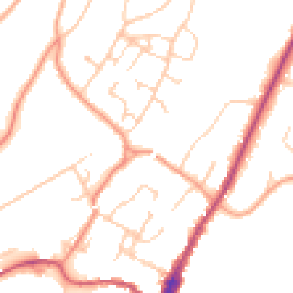 Daytime road noise heatmap for GU27 1FL