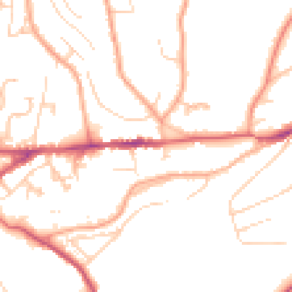 Daytime road noise heatmap for GU27 1HN