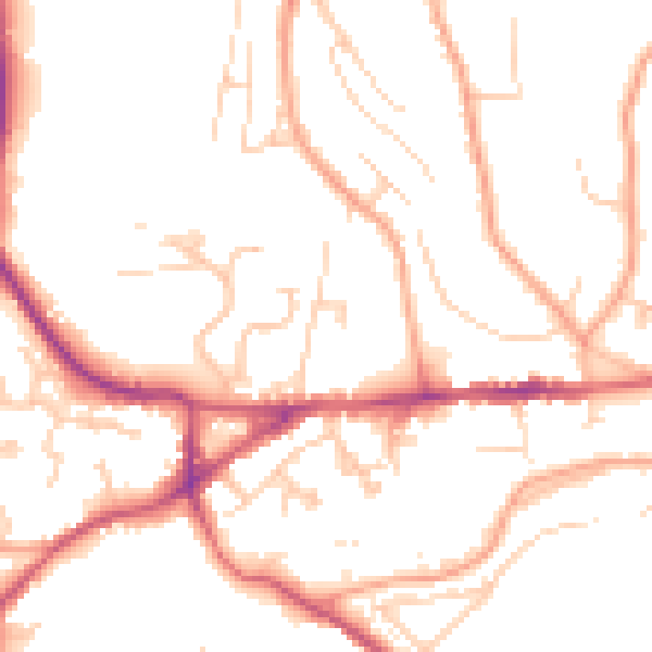 Daytime road noise heatmap for GU27 1LQ