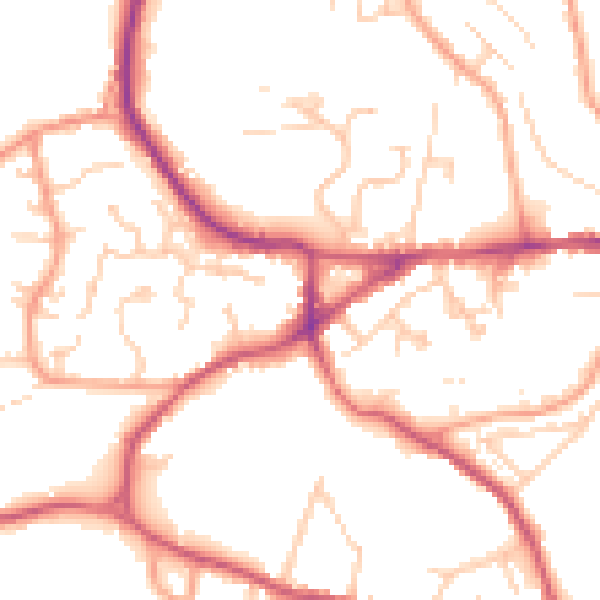Daytime road noise heatmap for GU27 1NU
