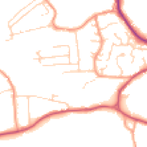 Daytime road noise heatmap for GU27 1PF