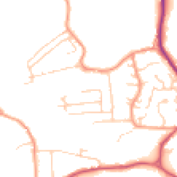 Daytime road noise heatmap for GU27 1PL
