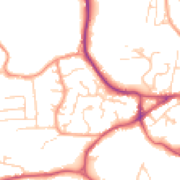 Daytime road noise heatmap for GU27 1RE