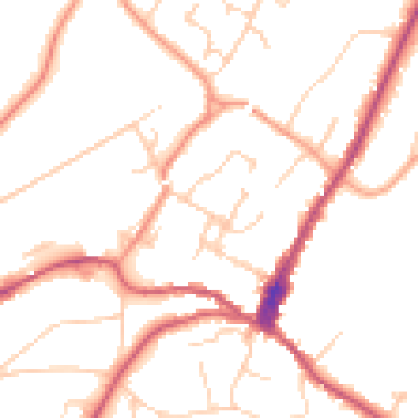 Daytime road noise heatmap for GU27 2AS
