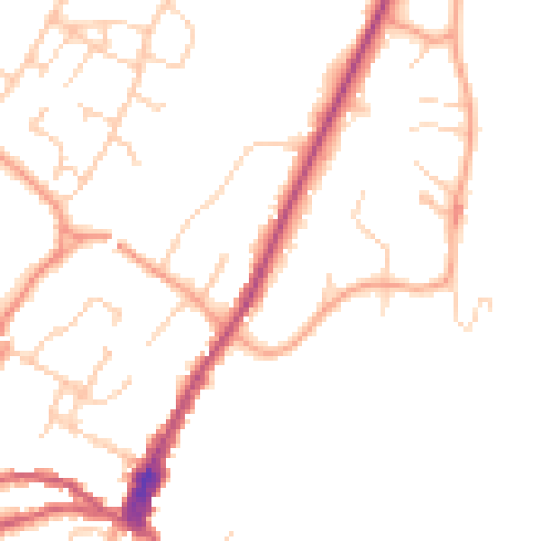 Daytime road noise heatmap for GU27 2BP