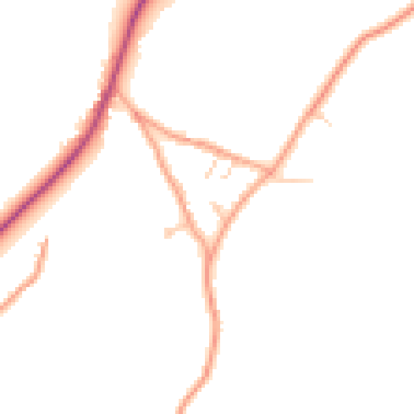 Daytime road noise heatmap for GU27 2DA