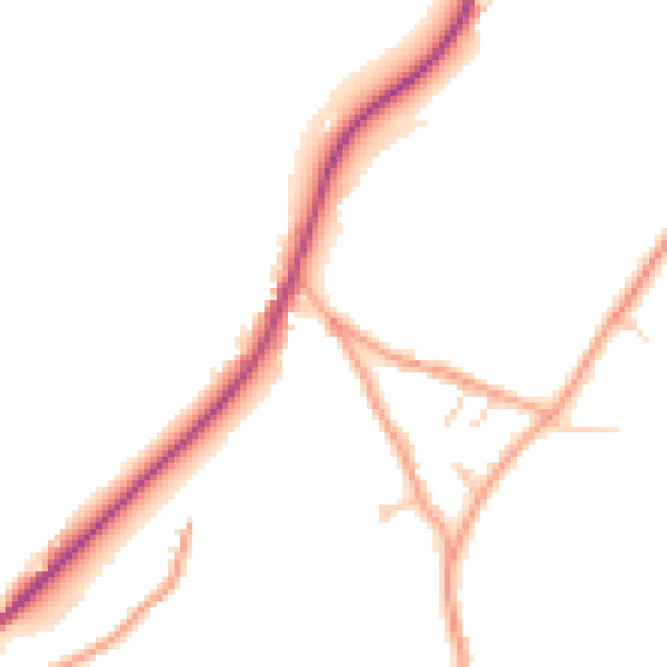 Daytime road noise heatmap for GU27 2DN