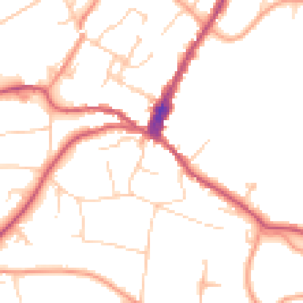 Daytime road noise heatmap for GU27 2JT