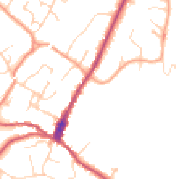 Daytime road noise heatmap for GU27 2LN