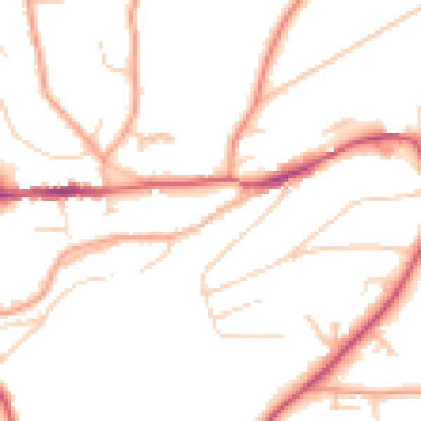 Daytime road noise heatmap for GU27 2QJ