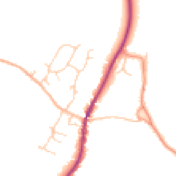 Daytime road noise heatmap for GU27 3ED
