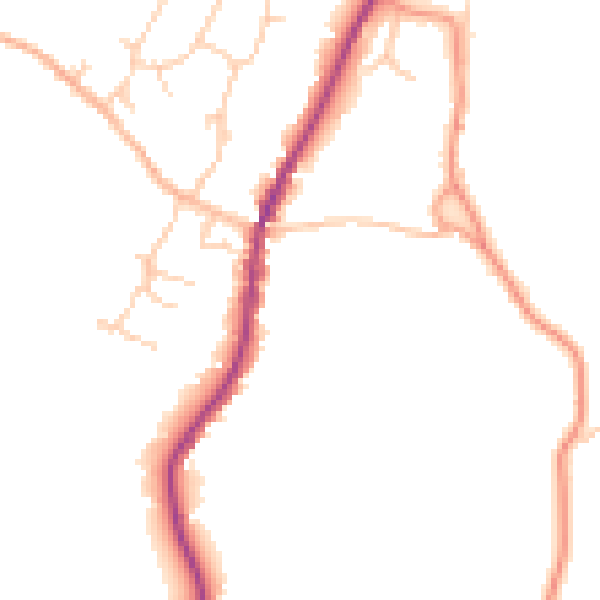 Daytime road noise heatmap for GU27 3EQ