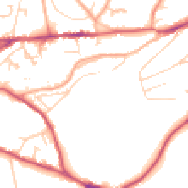 Daytime road noise heatmap for GU27 3FB