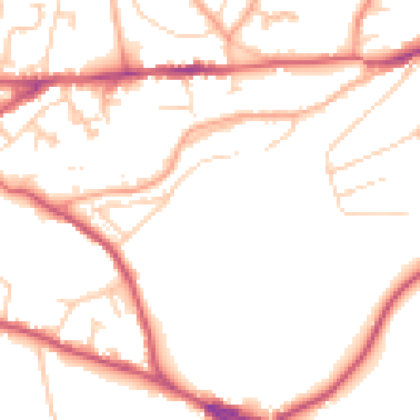 Daytime road noise heatmap for GU27 3FJ