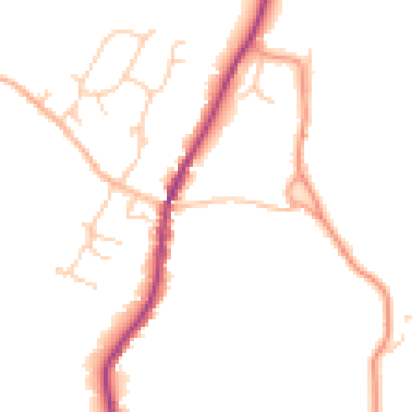 Daytime road noise heatmap for GU27 3HZ