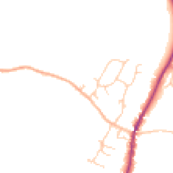 Daytime road noise heatmap for GU27 3NA