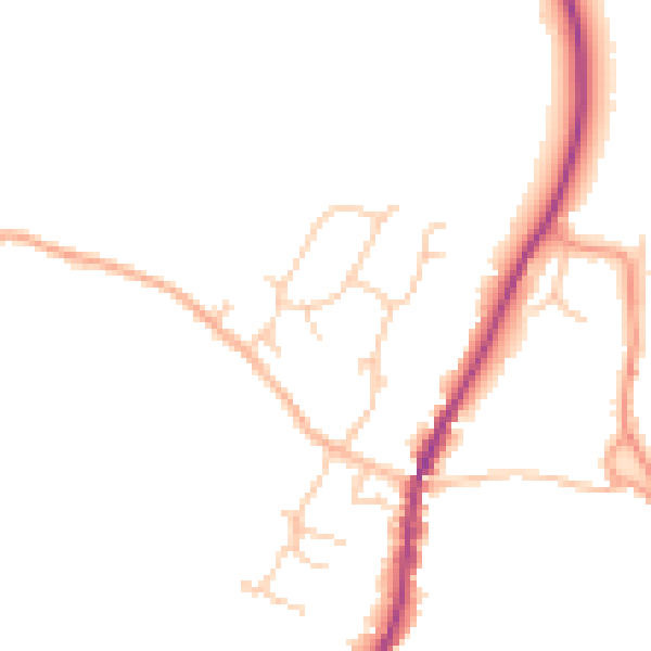 Daytime road noise heatmap for GU27 3NB