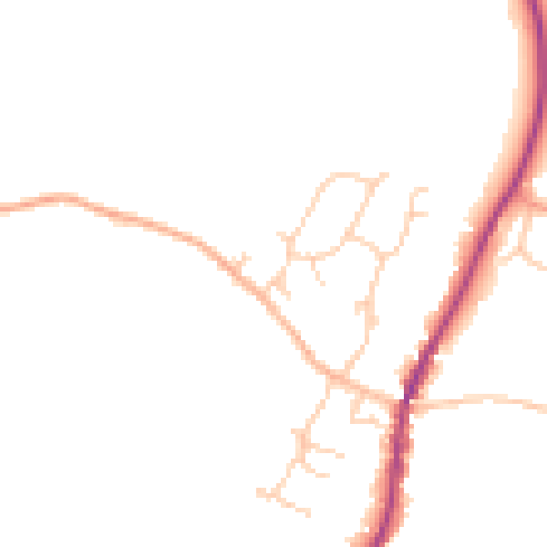 Daytime road noise heatmap for GU27 3NU