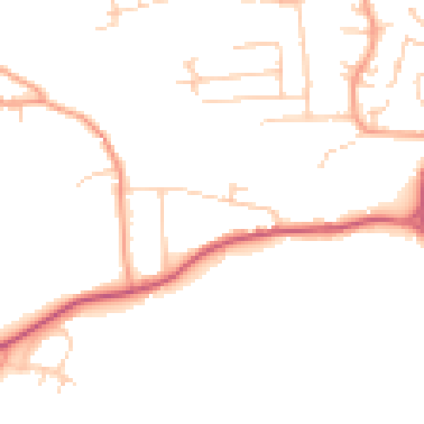Daytime road noise heatmap for GU27 3QH