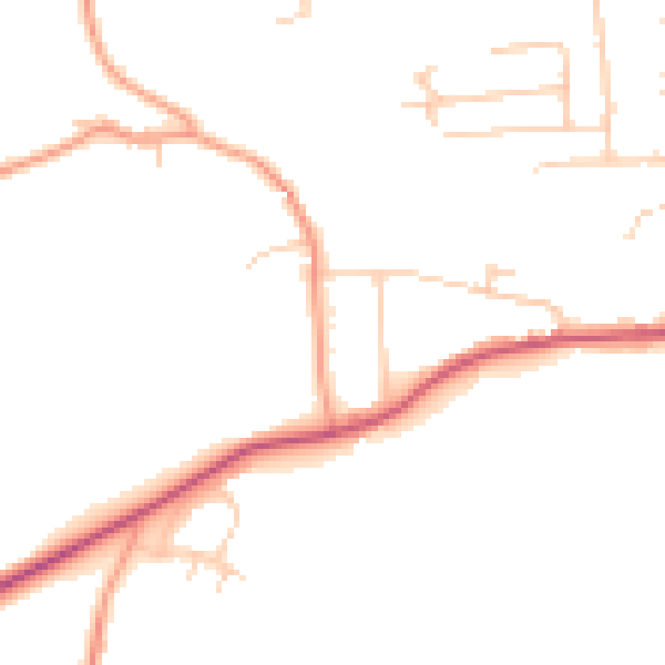 Daytime road noise heatmap for GU27 3QS