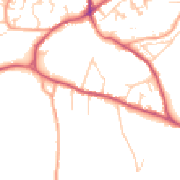 Daytime road noise heatmap for GU27 3RJ