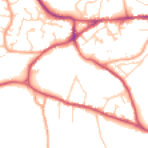 Daytime road noise heatmap for GU27 3RR