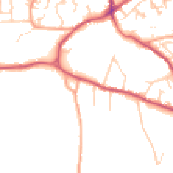 Daytime road noise heatmap for GU27 3TN