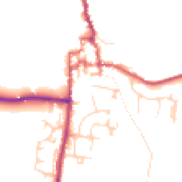 Daytime road noise heatmap for GU28 0AZ