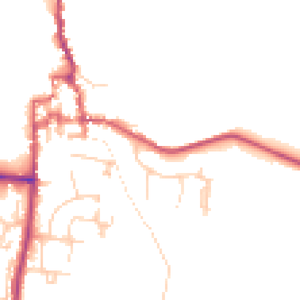 Daytime road noise heatmap for GU28 0BJ