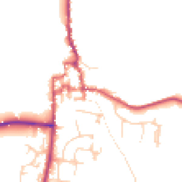 Daytime road noise heatmap for GU28 0BQ