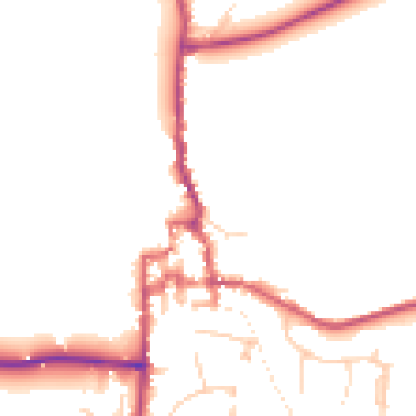 Daytime road noise heatmap for GU28 0DB