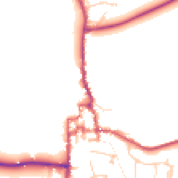 Daytime road noise heatmap for GU28 0DE