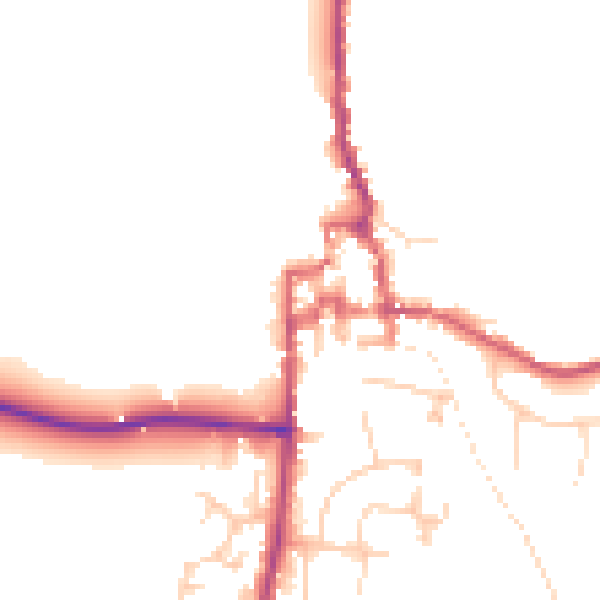 Daytime road noise heatmap for GU28 0DS
