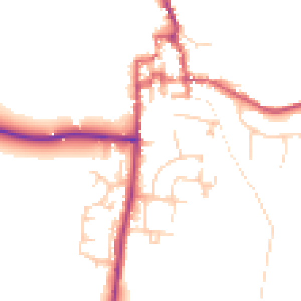 Daytime road noise heatmap for GU28 0ES