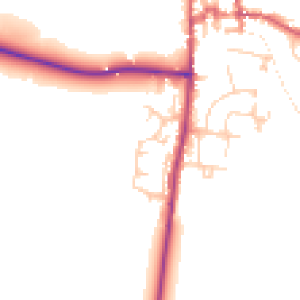 Daytime road noise heatmap for GU28 0HS
