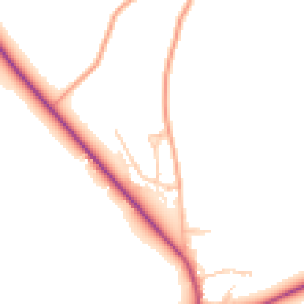 Daytime road noise heatmap for GU28 9NW