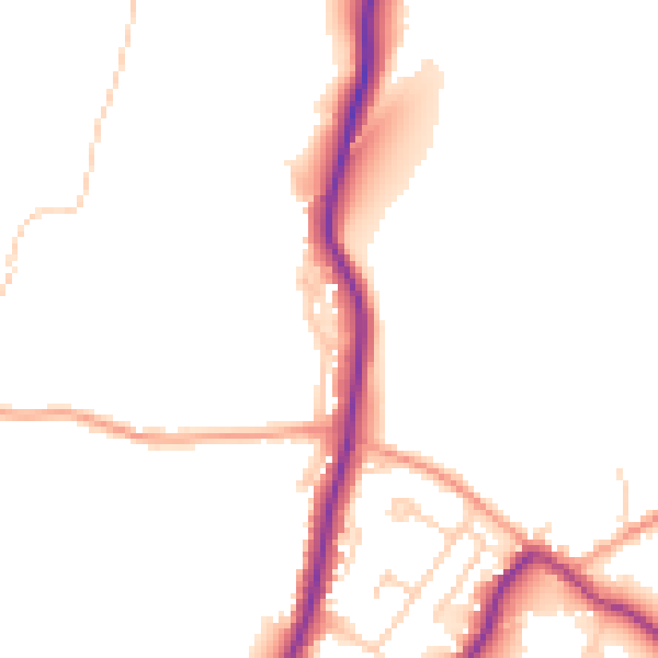 Daytime road noise heatmap for GU29 0AA