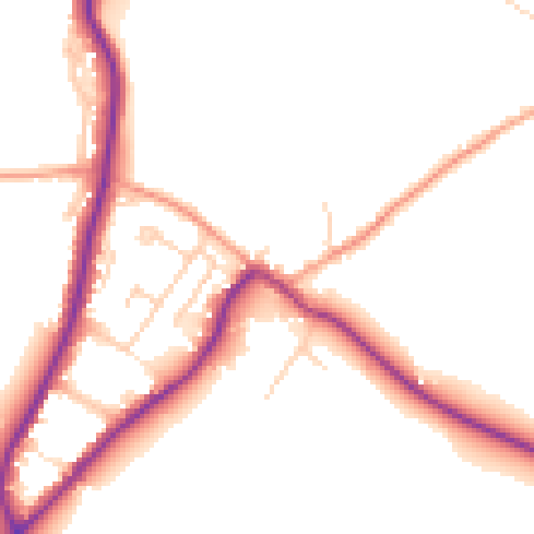 Daytime road noise heatmap for GU29 0AE