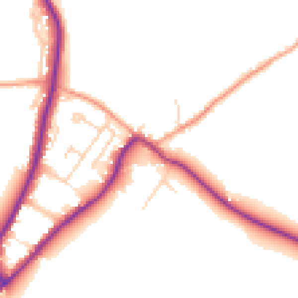 Daytime road noise heatmap for GU29 0AG