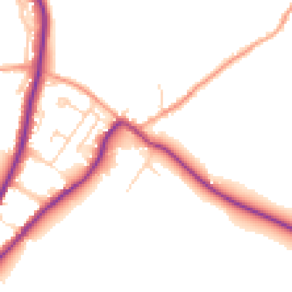 Daytime road noise heatmap for GU29 0AH