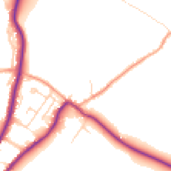 Daytime road noise heatmap for GU29 0AN
