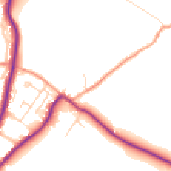 Daytime road noise heatmap for GU29 0AR