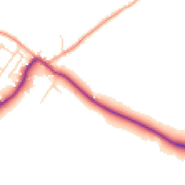 Daytime road noise heatmap for GU29 0BB